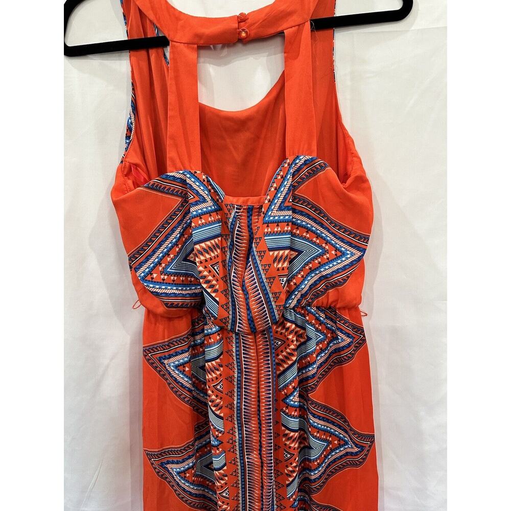Luxology Tropical Belted Maxi Dress V Neck Women Size M Red Bohemian - Picture 16 of 16